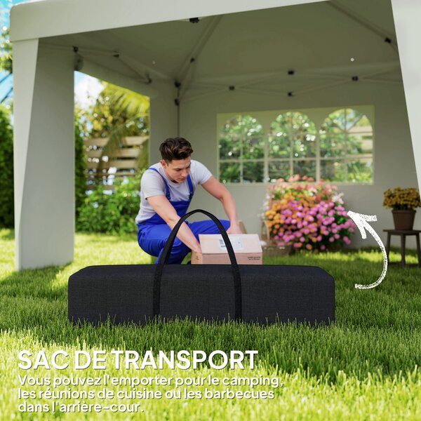 Outsunny Gazebo da giardino pieghevole 3 x 3 x 2,75 m anti-UV 30 + con finestre + pareti laterali + sacca da trasporto crema
