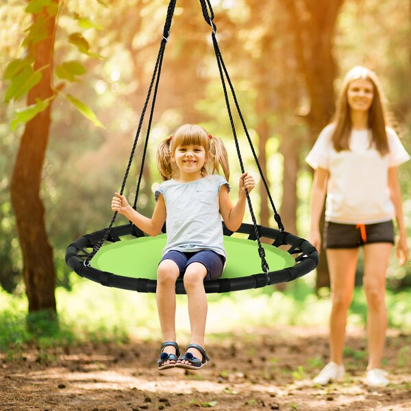 Costway Altalena 100 cm con altezza regolabile per bambini e adulti, Altalena rotonda per interno ed esterno, Verde