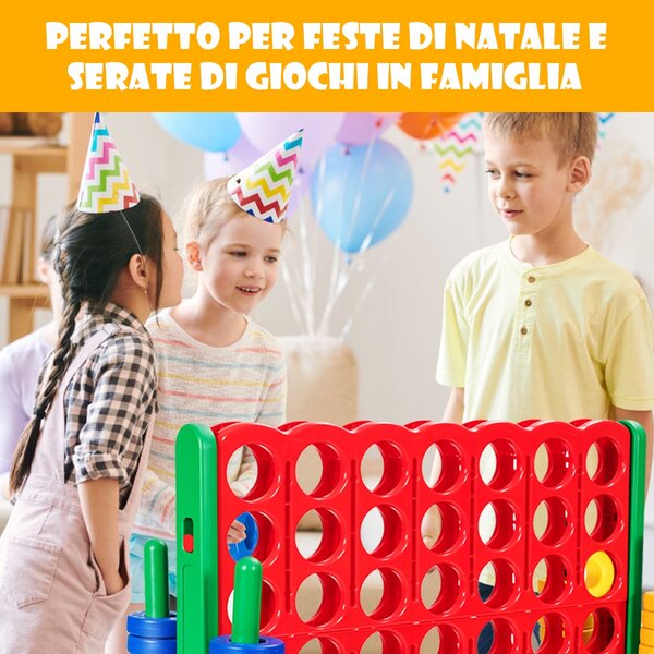 Costway Forza 4 gigante per bambini e adulti, Gioco da interno ed esterno alto 104 cm con 42 pedine e barra, Verde