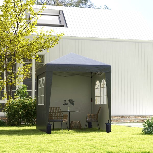 Outsunny Gazebo barnum da giardino pop-up pieghevole regolabile in altezza protezione UV 30+ 3 pareti laterali grigio