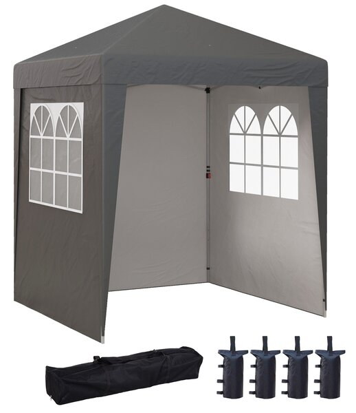 Outsunny Gazebo barnum da giardino pop-up pieghevole regolabile in altezza protezione UV 30+ 3 pareti laterali grigio