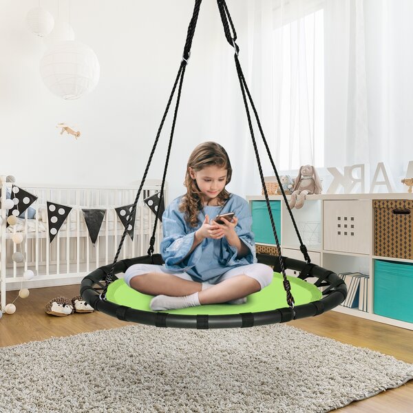 Costway Altalena 100 cm con altezza regolabile per bambini e adulti, Altalena rotonda per interno ed esterno, Verde