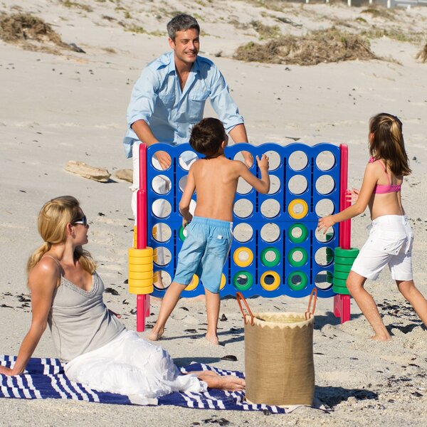 Costway Forza 4 gigante per bambini e adulti, Gioco da interno ed esterno alto 104 cm con 42 pedine e barra, Rosso