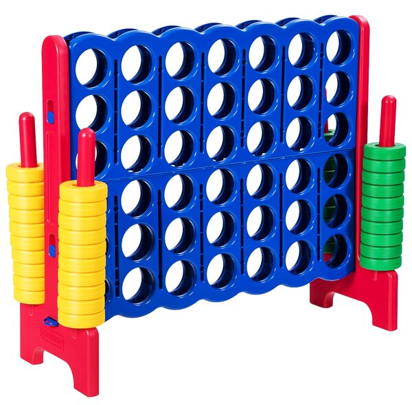 Costway Forza 4 gigante per bambini e adulti, Gioco da interno ed esterno alto 104 cm con 42 pedine e barra, Rosso
