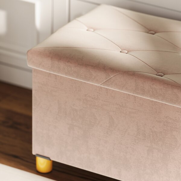 HOMCOM Banco contenitore capoletto pieghevole volume 67 L capacità di carico 120 kg con coperchio 76L x 38l x 38H cm rosa