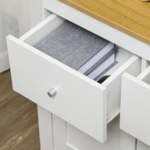 HOMCOM Mobiletto da stoccaggio buffet con armadio a porte e 2 cassetti, per salotto, sala da pranzo, dim. 78 x 35 x 80 cm, bianco