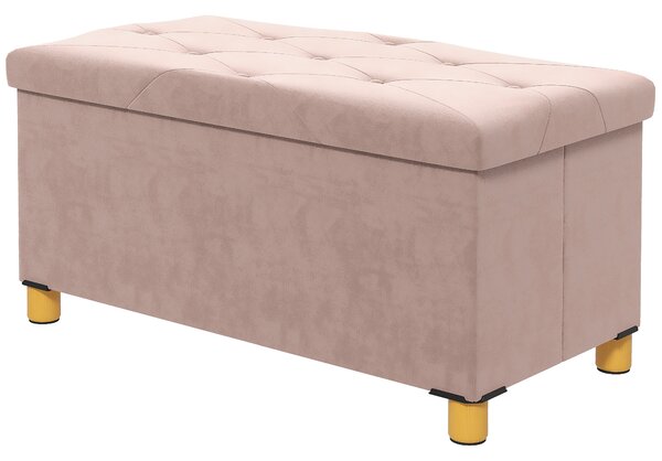 HOMCOM Banco contenitore capoletto pieghevole volume 67 L capacità di carico 120 kg con coperchio 76L x 38l x 38H cm rosa