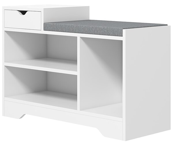 HOMCOM Mobile e baule per scarpe 1 cassetto e 3 scomparti, capacità 5 paia MDF, 76,5L x 30P x 52H cm