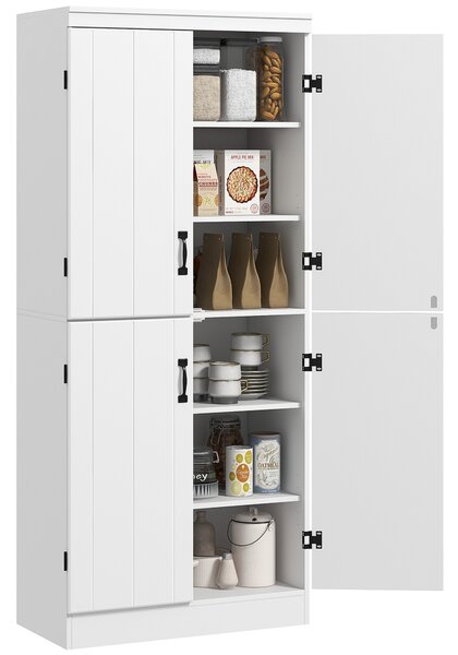 HOMCOM Armadio da cucina credenza da sala da pranzo con 4 porte 6 mensole di archiviazione stile moderno 76 x 40 x 177 cm bianco | Aosom Italy