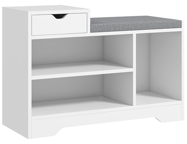 HOMCOM Mobile e baule per scarpe 1 cassetto e 3 scomparti, capacità 5 paia MDF, 76,5L x 30P x 52H cm
