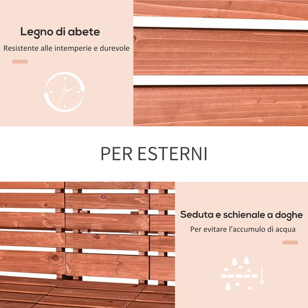 Outsunny Panchina in Legno da Giardino di Abete 2 o 3 Posti, Tavolino Convertibile in Seduta, Impermeabile, 160x70x85cm | Aosom Italy|Aosom