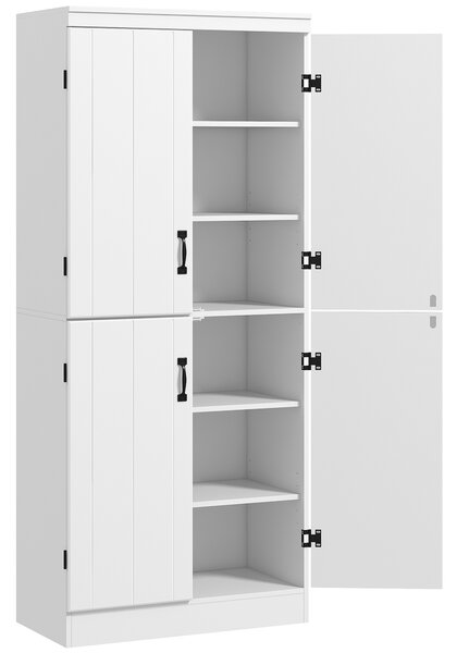 HOMCOM Armadio da cucina credenza da sala da pranzo con 4 porte 6 mensole di archiviazione stile moderno 76 x 40 x 177 cm bianco | Aosom Italy