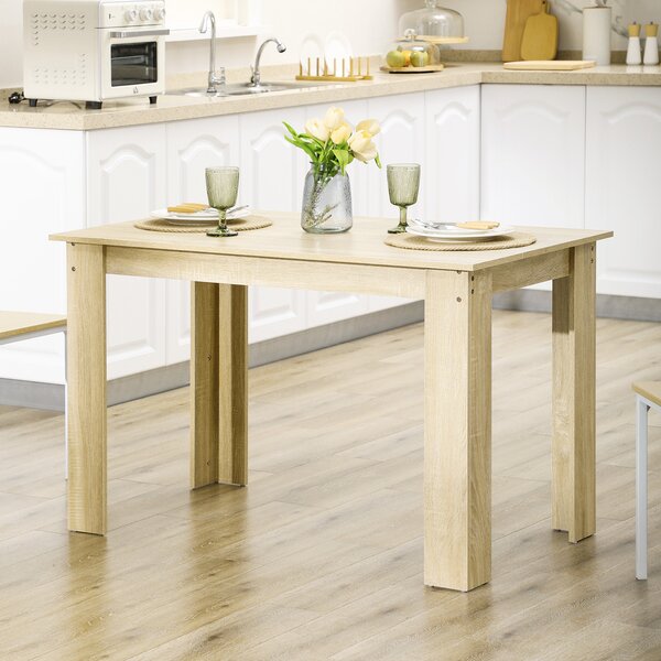 HOMCOM Tavolo da pranzo tavolo da cucina dal design moderno con ampio piano per 4-6 persone in legno dim. 120L x 69l x 75H cm rovere