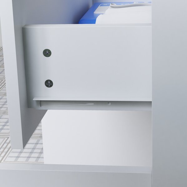 Kleankin Mobiletto da bagno su piedi con 2 porte 1 cassetto, scaffale regolabile, bianco lucido