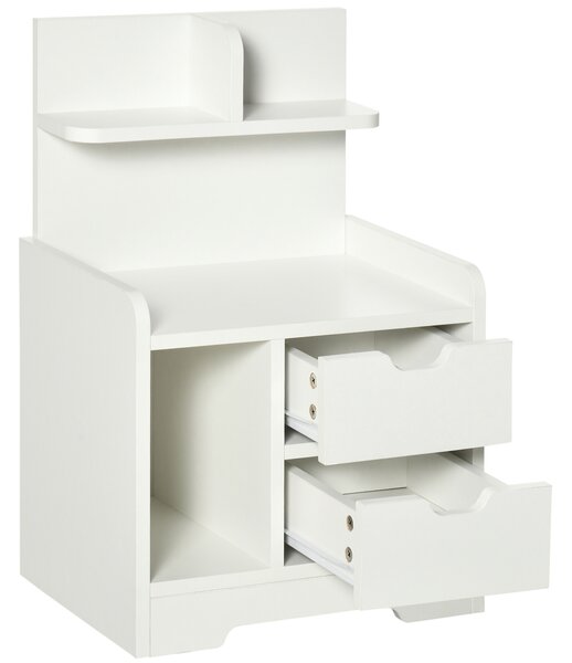HOMCOM Comodino Comodino Multi-Rangement 2 cassetti Vano scaffale in legno Bianco