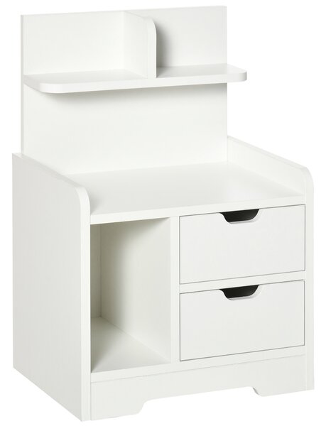 HOMCOM Comodino Comodino Multi-Rangement 2 cassetti Vano scaffale in legno Bianco