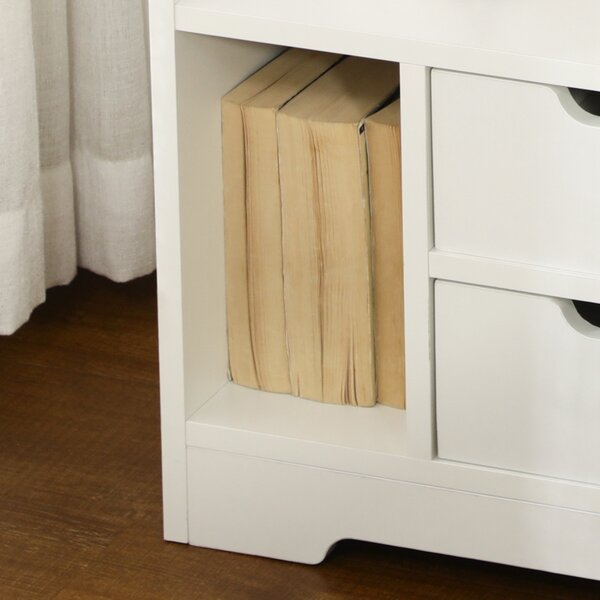 HOMCOM Comodino Comodino Multi-Rangement 2 cassetti Vano scaffale in legno Bianco