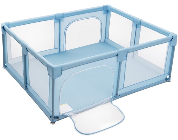 Costway Box centro attività portatile per bambini, Box extra-large con cancello per interno ed esterno Blu