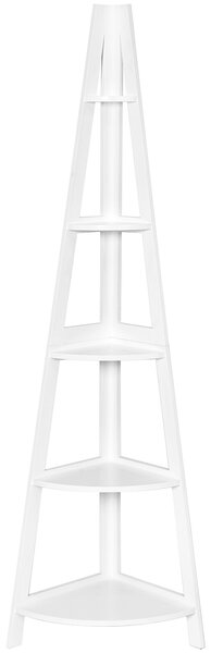 Costway Scaffale angolare a forma di scala con 5 livelli, Libreria multiusa a forma di A per ornamenti libri piante Bianco