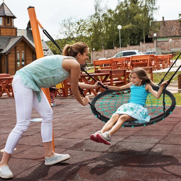 Costway Altalena a nido 100 cm con corde regolabili, Altalena ideale per albero giardino parco giochi stanza Verde