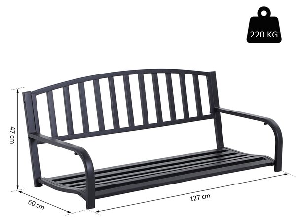 Outsunny Dondolo Sospeso Dondolo da giardino con 2 Posti, Romantica Panchina in Metallo Nero per Esterni, 127 x 60 x 47 cm|Aosom