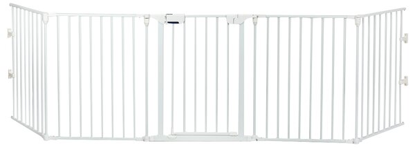 Costway Cancello di metallo 5 in 1 regolabile per bambini con porta apribile, Barriera di sicurezza per animali Bianco