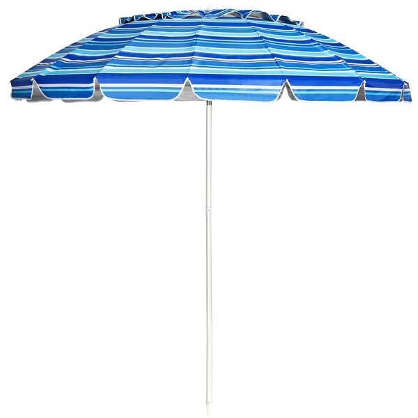 Costway Ombrellone 2,43m da spiaggia con protezione solare UPF50+ inclinato, Ombrellone portatile da esterno Blu