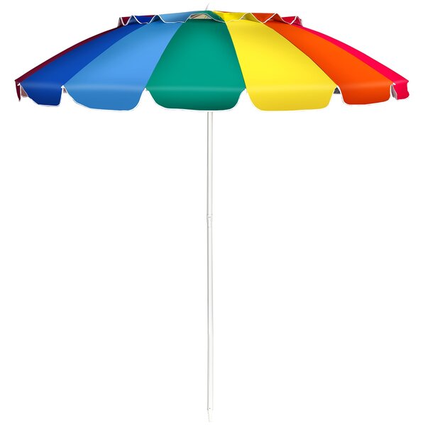 Costway Ombrellone 2,43m da spiaggia con protezione solare UPF50+ inclinato, Ombrellone portatile da esterno Colorato