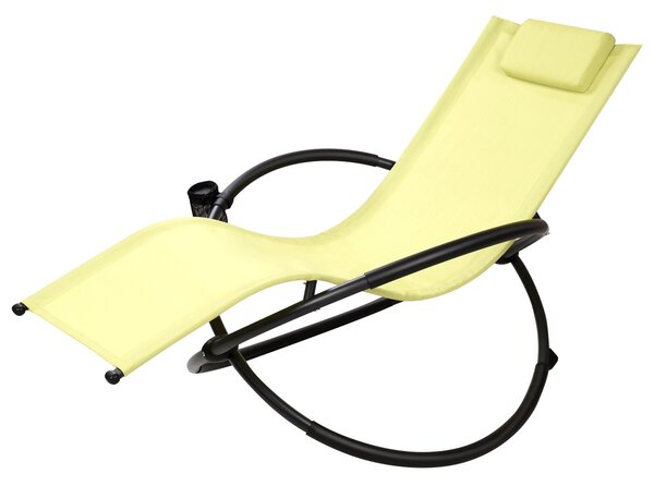 Costway Sdraio pieghevole a dondolo con cuscino poggiatesta rimovibile da esterno, Sedia portatile portata 180kg Verde