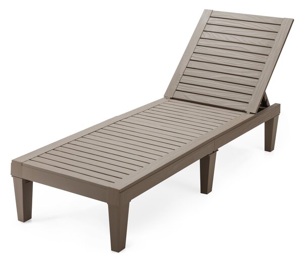 Costway Chaise longue da esterno con schienale regolabile, Sedia reclinabile resistente alle intemperie per cortile Caffè