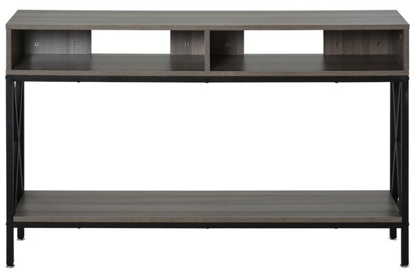 HOMCOM Tavolo Consolle stile industriale con scaffale per Casa/Ingresso/Camera talaio in metallo grigio nero