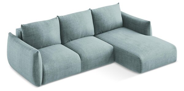 Divano angolare blu allungabile (con penisola a destra/con chaise lounge) Leila – Makamii