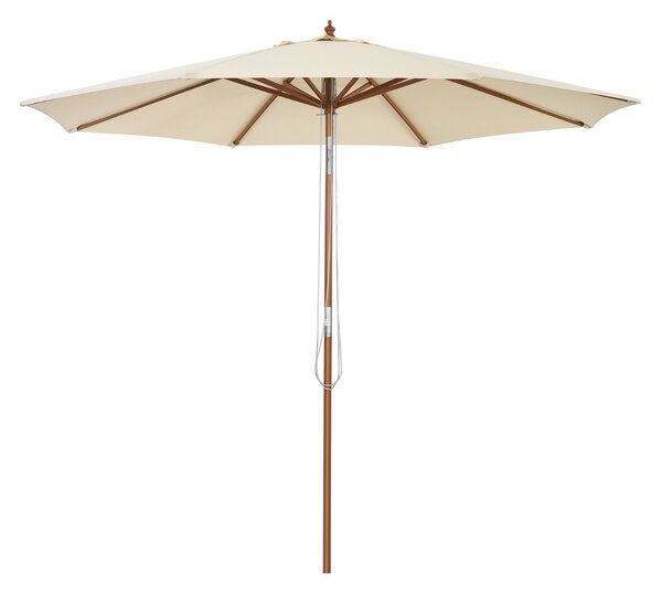 Costway Ombrellone regolabile 3m da esterno con struttura di legno, Parasole impermeabile per cortile e piscina Beige