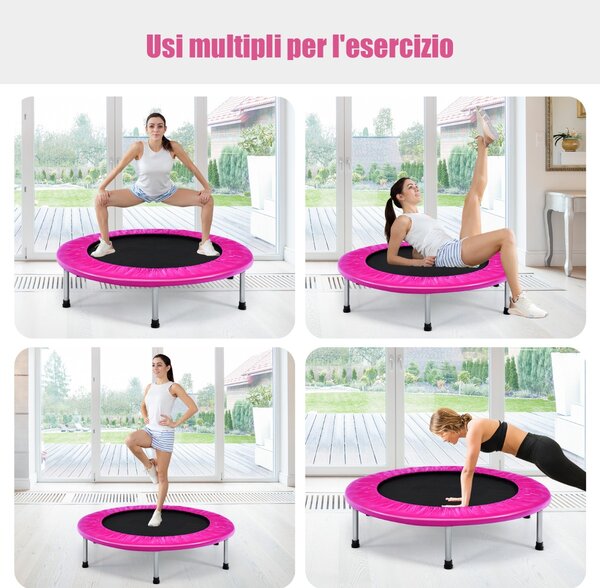 Costway Trampolino pieghevole per bambini con carico massimo 150kg, Mini trampolino portatile per interno Rosa