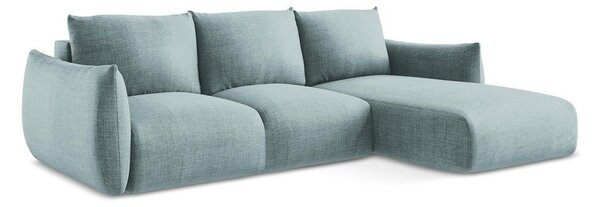 Divano angolare blu allungabile (con penisola a destra/con chaise lounge) Leila – Makamii