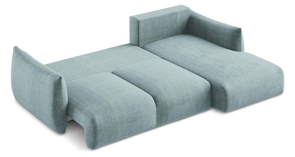 Divano angolare blu allungabile (con penisola a destra/con chaise lounge) Leila – Makamii