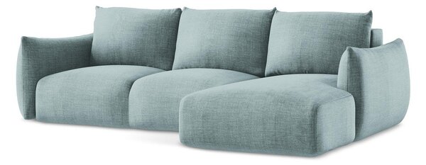 Divano angolare blu allungabile (con penisola a destra/con chaise lounge) Leila – Makamii