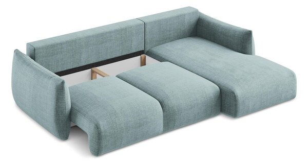 Divano angolare blu allungabile (con penisola a destra/con chaise lounge) Leila – Makamii