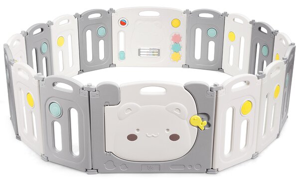 Costway Cancello di sicurezza con 16 pannelli pieghevoli in HDPE, Box portatile per bambini con chiusura di sicurezza