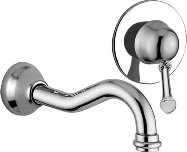 Casa Padrino rubinetto per lavabo a 2 fori con cristallo Swarovski argento - Set di rubinetti per lavabo - Miscelatore e rubinetto monocomando - Accessori da bagno nostalgici