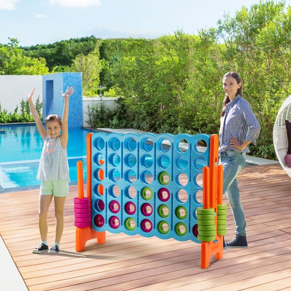 Costway Forza 4 gigante 104cm per bambini e adulti, Gioco da interno ed esterno con 42 pedine e barra Blu e arancione