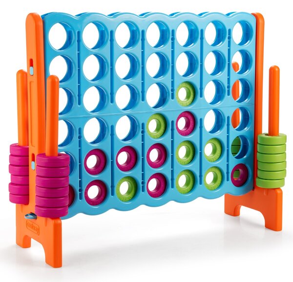 Costway Forza 4 gigante 104cm per bambini e adulti, Gioco da interno ed esterno con 42 pedine e barra Blu e arancione