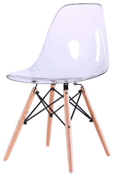 JULIETTE - sedia stile nordico trasparente con gambe in legno set da 2