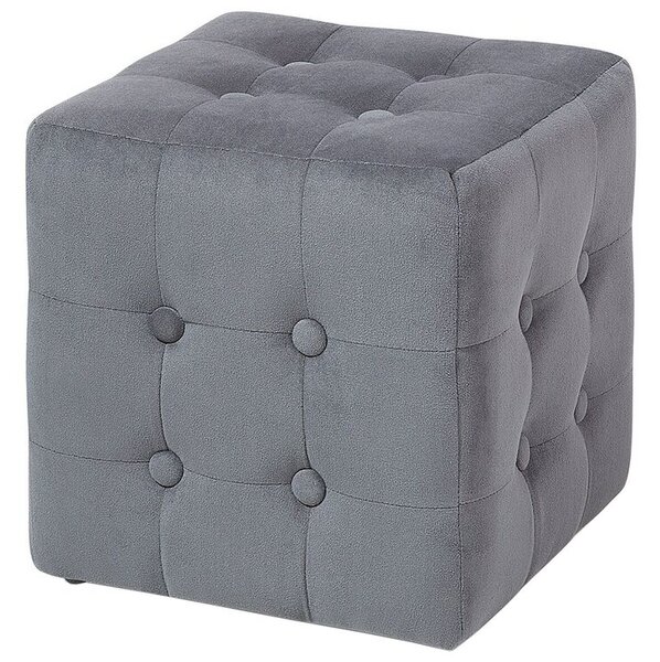 Poggiapiedi a forma di cubo in velluto grigio con rivestimento capitonnè Beliani