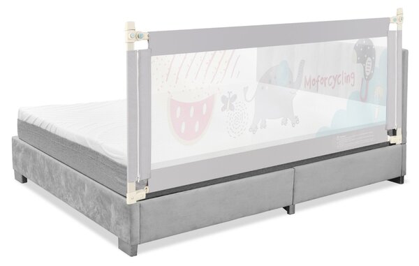 Costway Sbarra 180cm con sollevamento verticale e doppio blocco di sicurezza, Barriera pieghevole per letto Grigio
