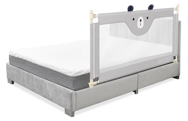 Costway Barriera 150cm pieghevole per letto per bambini, Sbarra con sollevamento e doppio blocco di sicurezza Grigio