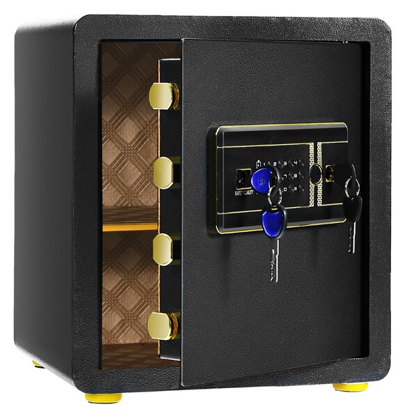 Costway Cassetta di sicurezza con tastierino numerico digitale, Cassaforte in acciaio con chiavi e sistema di allarme