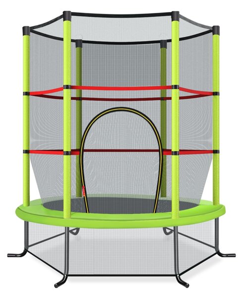 Costway Tappeto elastico per bambini con rete di sicurezza in acciaio resistente, Tappeto elastico con struttura Verde