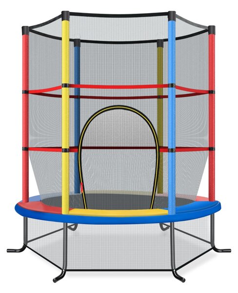 Costway Tappeto elastico per bambini con rete di sicurezza in acciaio resistente, Tappeto elastico con struttura Colorato