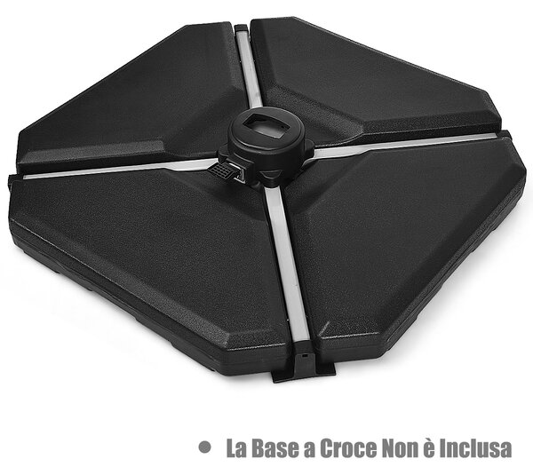 Costway Set 4 pezzi base per ombrellone con maniglie concave, Base di plastica riempibile con acqua e sabbia Nero